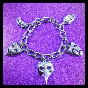 Drama Mask Comedy Tragedy Theater Bracelet 925